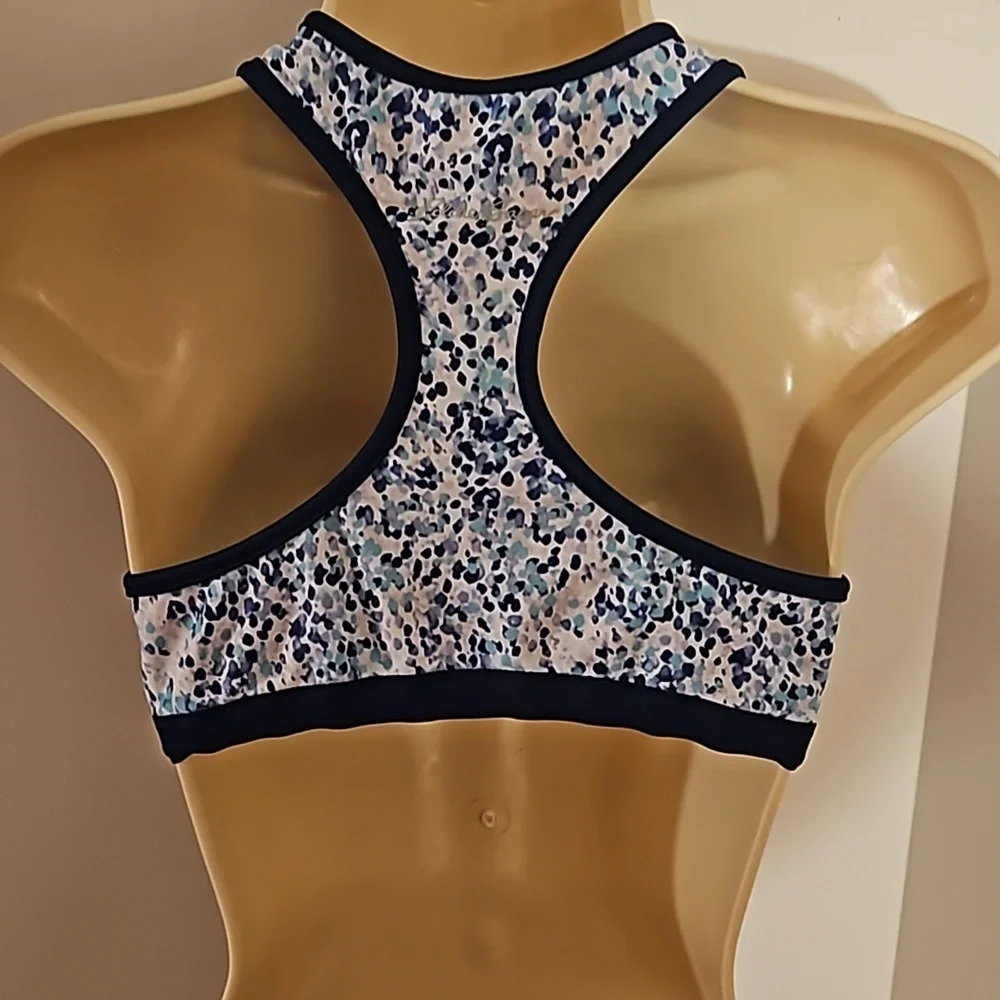Eddie Bauer Girls L 2-piece Reversible Swimsuit Navy Blue Polka-dot and Purple